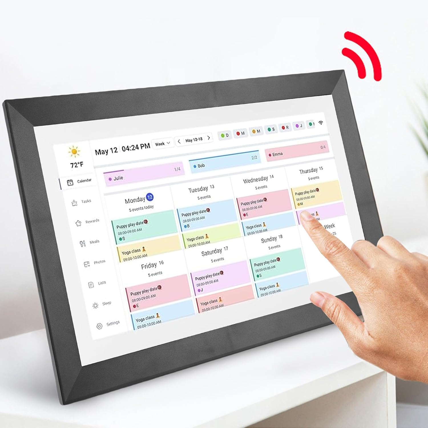 Family Calendar, Digital Wall Calendar, 15.6 Inch Smart Family Organizer with App, Photo Frame, Horizontal Vertical Display (US)