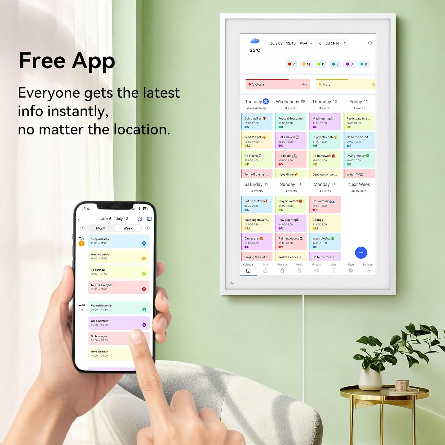 Digital Calendar, 15.6' Smart Wall Touchscreen Interactive Display for Family Schedules, Chore Charts, Achievement Rewards Multi-Phone Two-Way Sync Wall Planner Digital Photo Frame