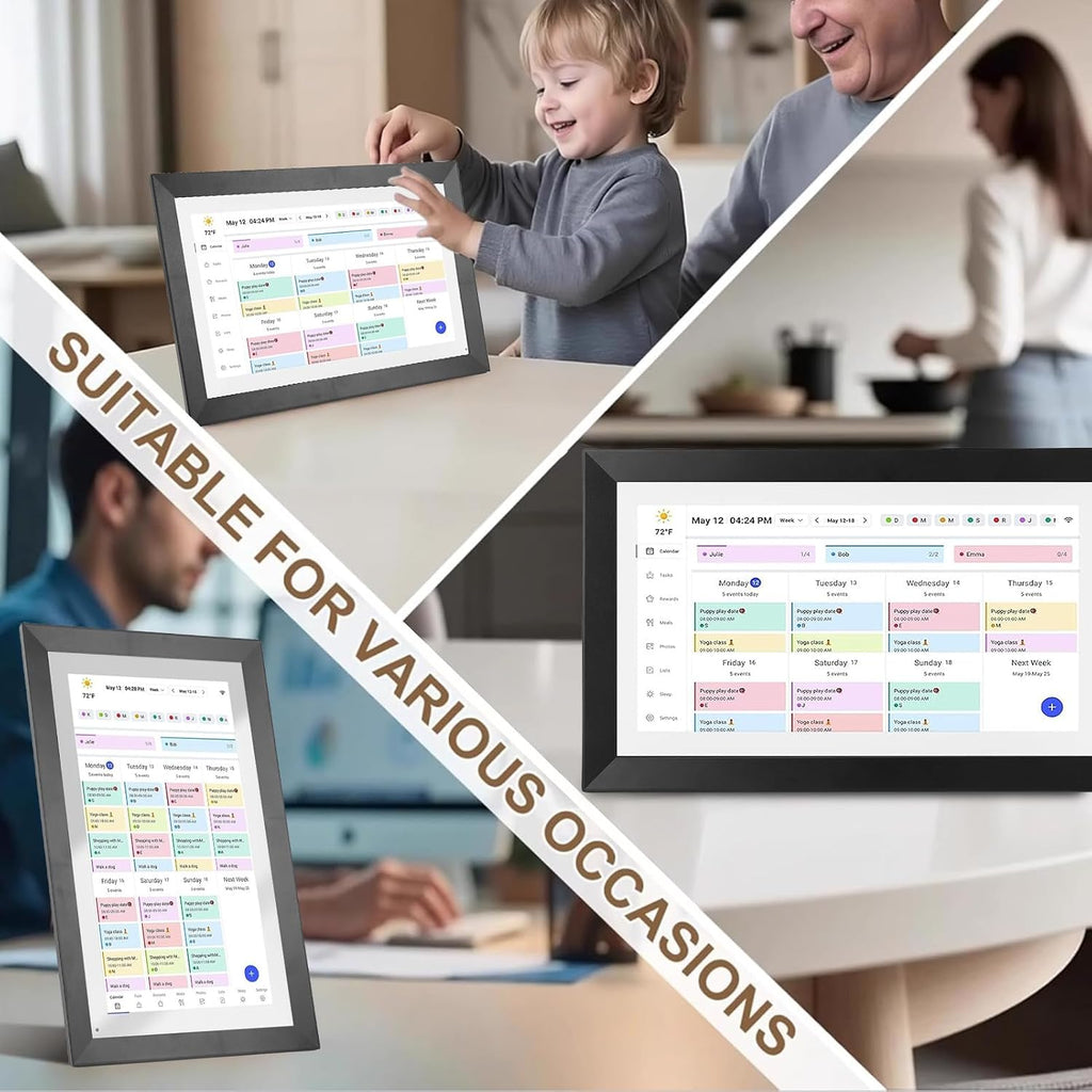 Zunate 15.6 Inch Digital Calendar Chore Chart, 1920 1080 Full HD Interactive Touchscreen, Smart Family Planner, Digital Calendar Wall and Desk Mountable for Seamless Scheduling (US Plug)