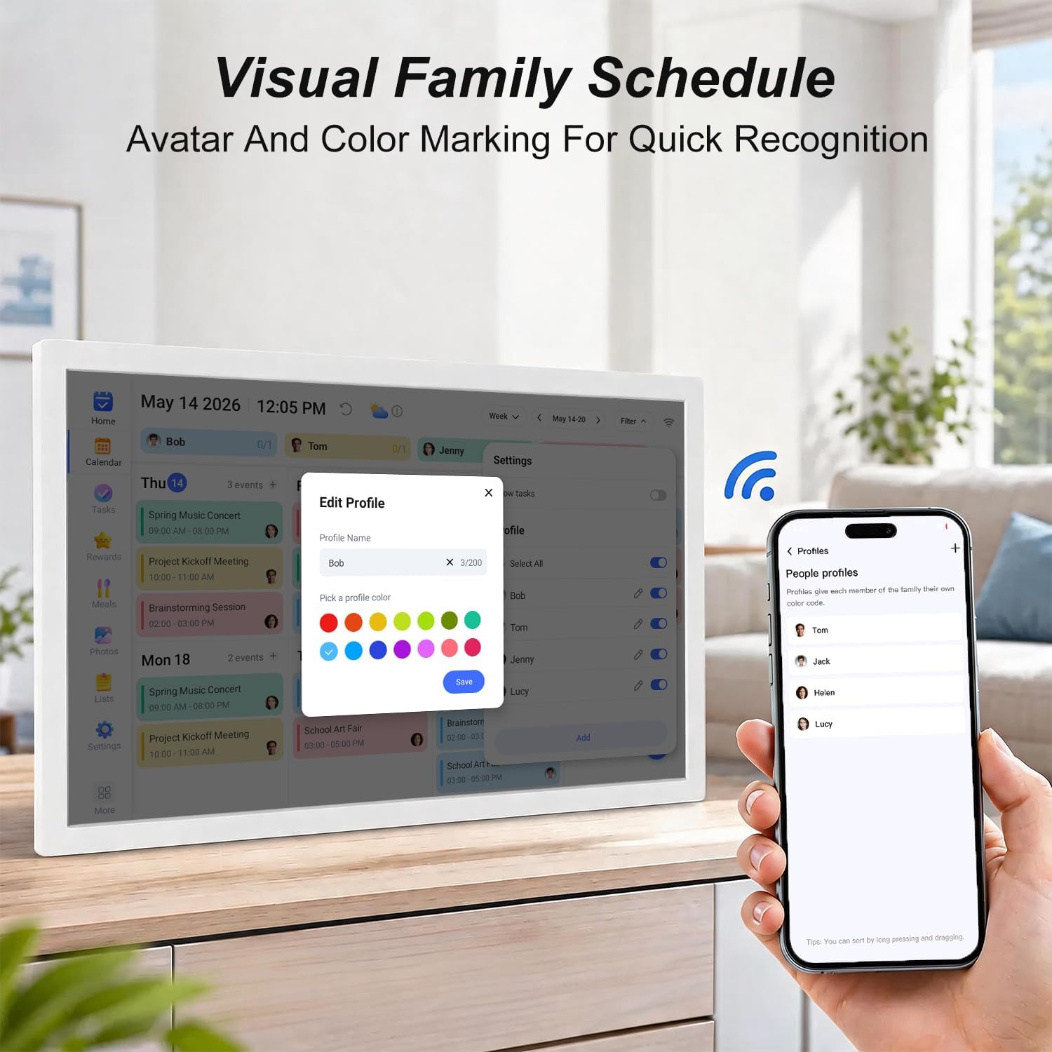 27-inch Digital Calendar Wall-Touch-Screen Whiteboard - Electronic Calendar for Business Schedule, No Subscription, Star Rewards, Chore Charts, Sync Online Calendar, Gift for Mom Dad, White