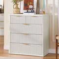 LEYAOYAO Fluted 5 Drawers Dresser for Bedroom, 34' Tall Modern Chest of Drawers with Metal Handle, Curved Profile Design,White Wood Drawer Organizer for Bedroom, Living Room, Hallway, Entryway