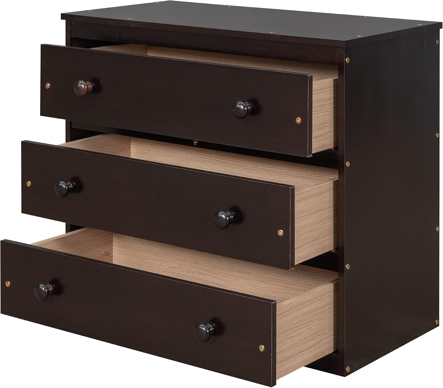 Full Size Low Loft Bed with Rolling Portable Desk, Wooden Loft Bed with Cabinet/Bookshelf/Drawers/Open Shelves for Kids Teens Adults, No Box Spring Required (Espresso-Full-Rolling Portable Desk)