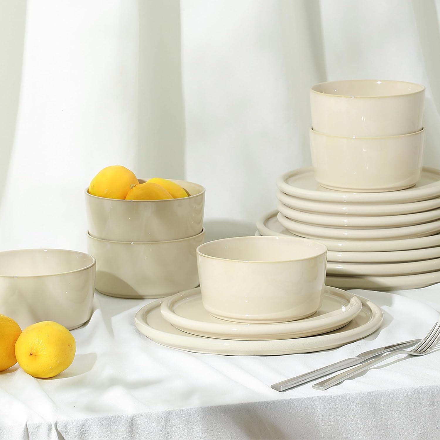 Stone Lain Eden 4-Piece Bowl Set Stoneware, Beige