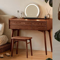 YESWOOD Samll Vanity Desk, Ash Wood Makeup Table for Girls, Walnut Color Vanity Set for Bedroom, Bathroom, Study Desk for Study Room, 18' D x 32' W x 32' H, No Chair and No Mirror