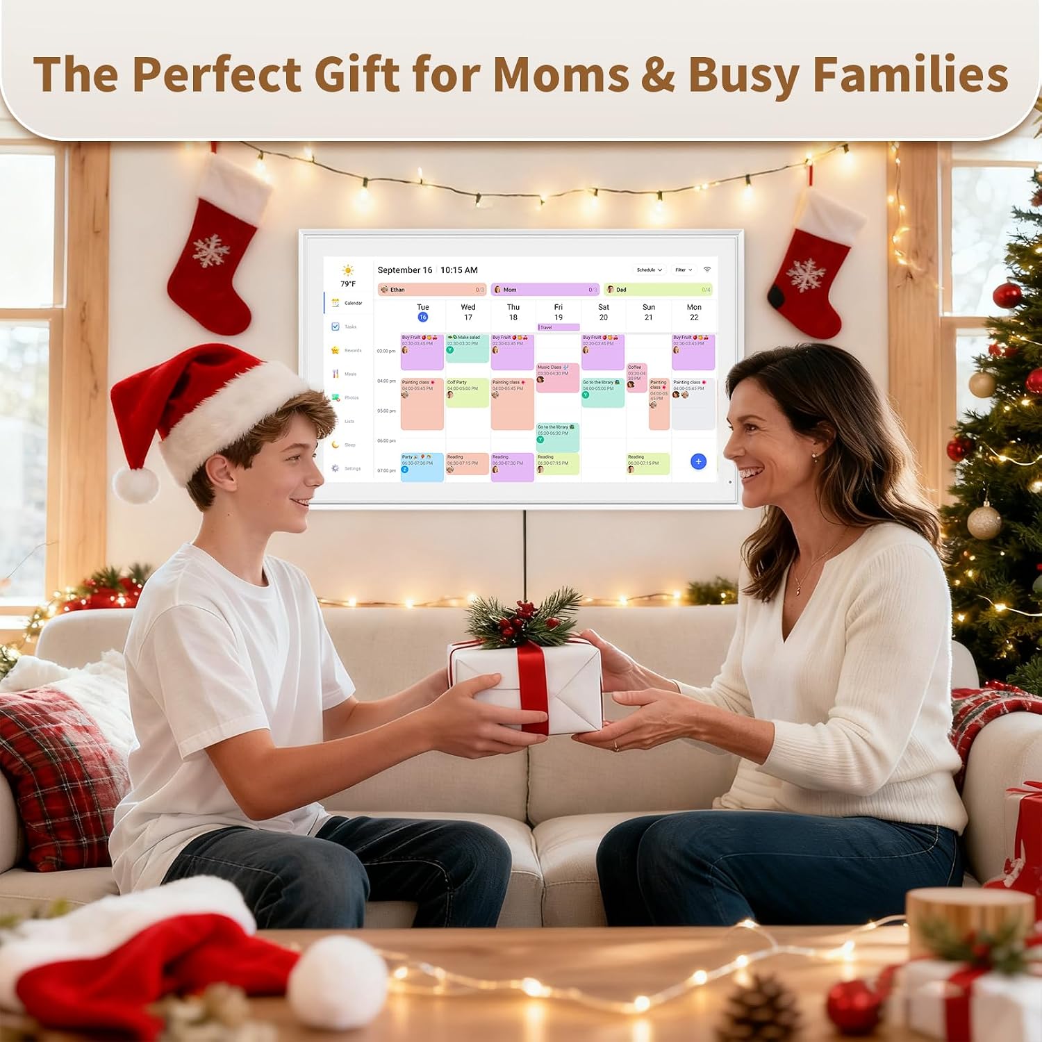 Canupdog Digital Calendar, 21.5 Inch Electronic Calendar Chore Chart & Wall Planner, IPS HD Touchscreen Interactive Display for Family Schedules Gifts for Women Mom