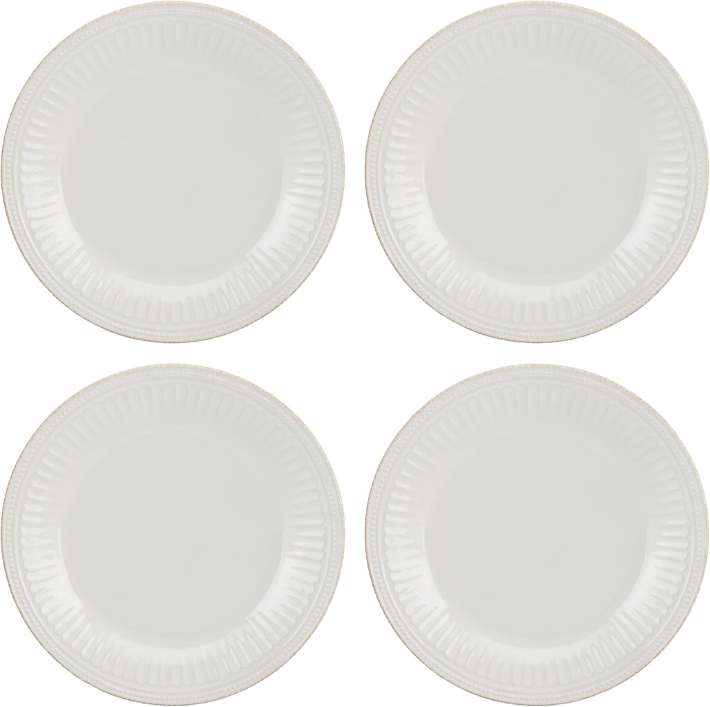 Lenox Dinnerware Sets, French Perle Groove White 24-Piece Dinnerware Set, Service For 8, Stoneware, Dishwasher Safe, Microwave Safe, Bowls, Plates And Bowls, Dinner Dishes, Plates (White, 24 Piece)