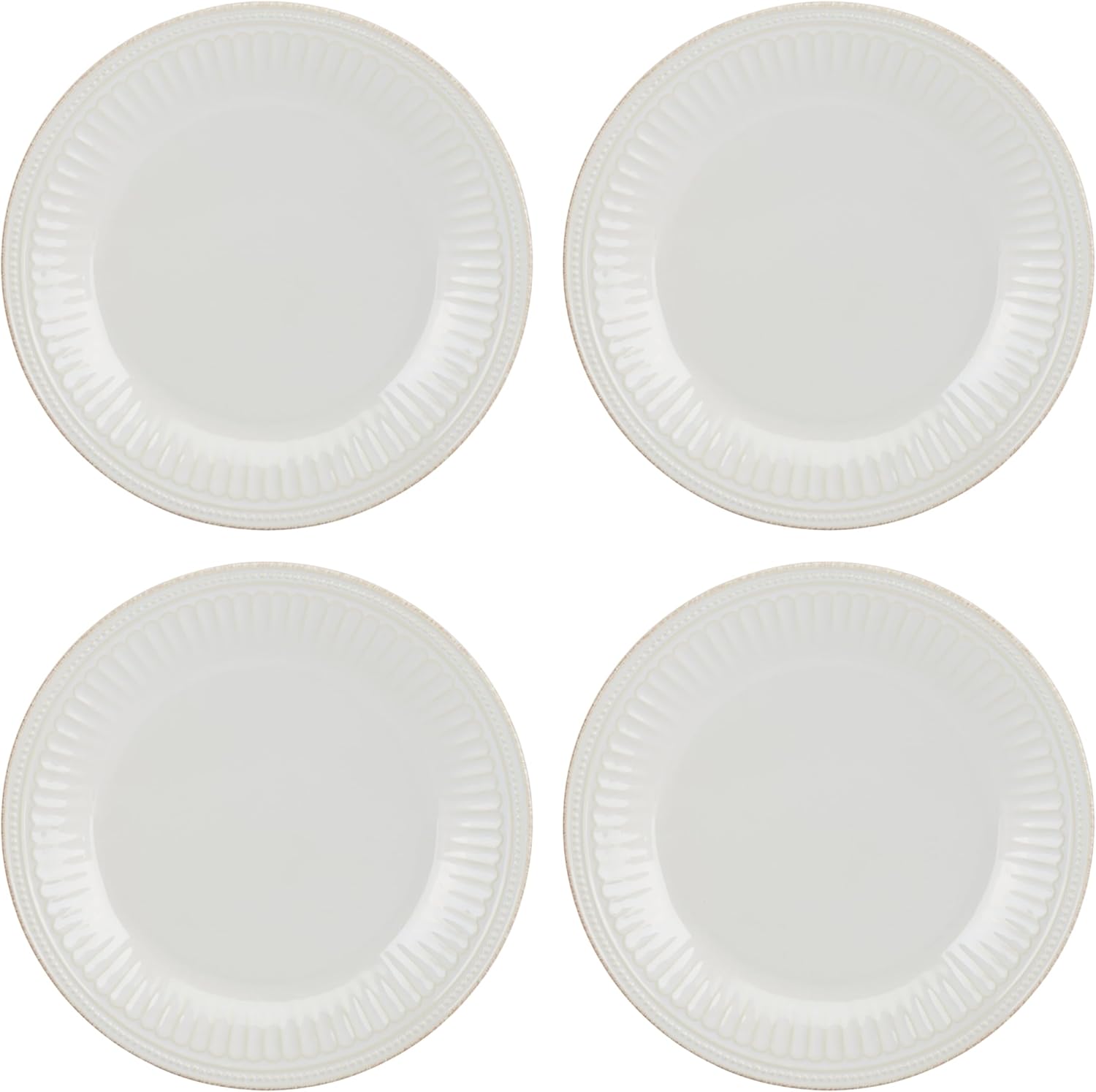 Lenox Dinnerware Sets, French Perle Groove White 24-Piece Dinnerware Set, Service For 8, Stoneware, Dishwasher Safe, Microwave Safe, Bowls, Plates And Bowls, Dinner Dishes, Plates (White, 24 Piece)