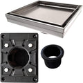 SereneDrains 304 Stainless Steel Tile in Square Brushed Nickel Shower Drain Kit with Drain Base Hair Catcher Strainer Grate Cover Bathroom Floor Insert (Square PVC Plastic, 6 Inch)