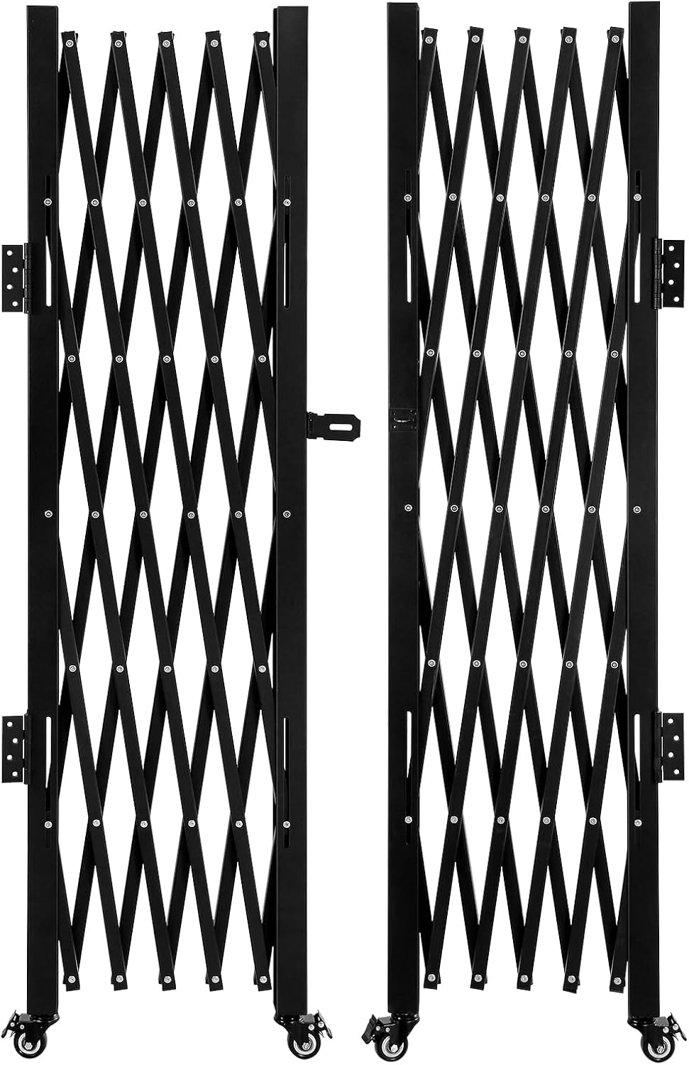 Folding Security Gate Stainless Steel Folding Door Gate Driveway Gate Flexible Expanding Fence Gate Retractable Fence Outdoor Barricade Scissor Gate with Casters (118.11'Wx59.06'H)