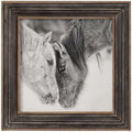 Custom Black and White Horses 31 1/2' Square Framed Wall Art