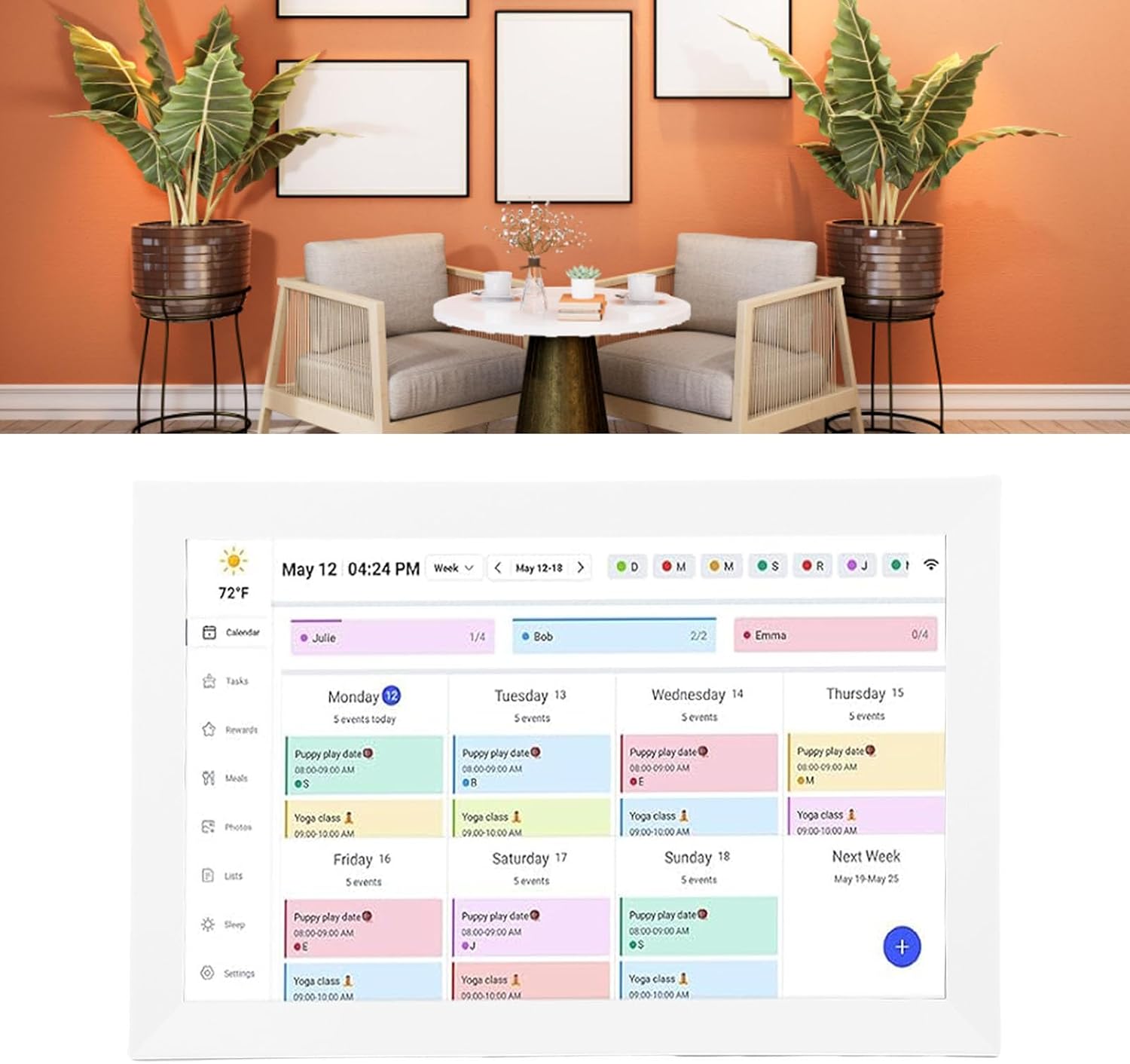 Wall Digital Calendar, 15.6 Inch Smart Digital Calendar Planner, WiFi Touchscreen Chore Chart 32GB, for Family with APP (US Plug)