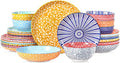 Selamica Ceramic Plates and Bowls Sets,24 Pieces Dinnerware Sets for 6,Scratch Resistant Dish Set for holiday gathering,Dishwasher & Microwave Safe, Assorted Colors