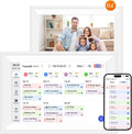 15.6' Smart Digital Wall Calendar Interactive Display for Family Schedules Wall Planner with Chore Charts Meal Planning Task Rewards 64GB Storage 1920x1080P IPS Touchscreen Digital Picture Frame White