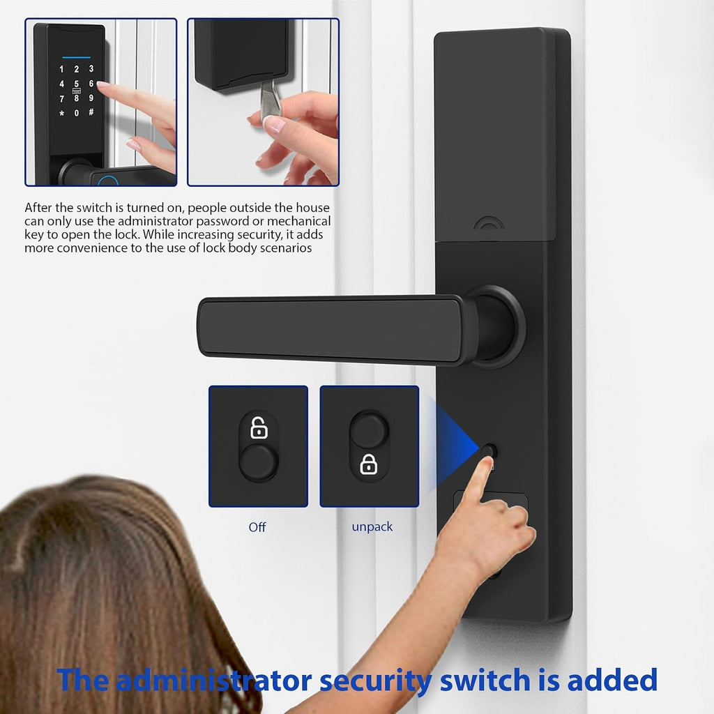 Tuya Smart Lock - Fingerprint & Keypad Door Lock with Handle - Electronic Deadbolt - Compatible with Tuya APP
