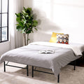 FDW Queen Bed Frame Metal Bed Frame with Anti-Slip Support Easy Assembly No Box Spring Needed Underbed Storage Black
