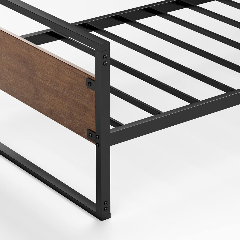 ZINUS Suzanne Bamboo and Metal Daybed, Mattress Foundation with Steel Slat Support, Easy Assembly, Twin, Chestnut Brown