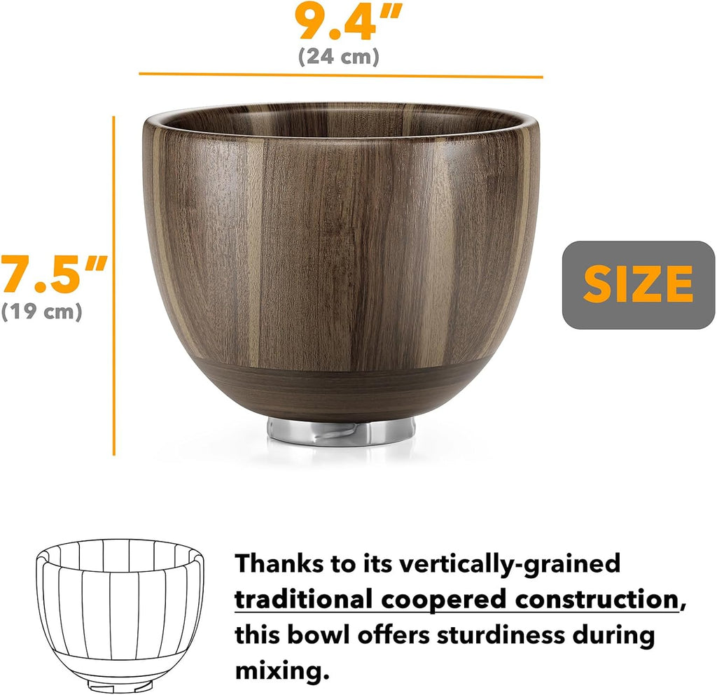 SpaceAid Wooden Bowl for Mixer - Kitchen Space Aid Acacia Wood Mixing Bowls Holder for Stand Mixer, Compatible with 4.5 & 5 QT Tilt-Head Models Kitchen, Light Wood
