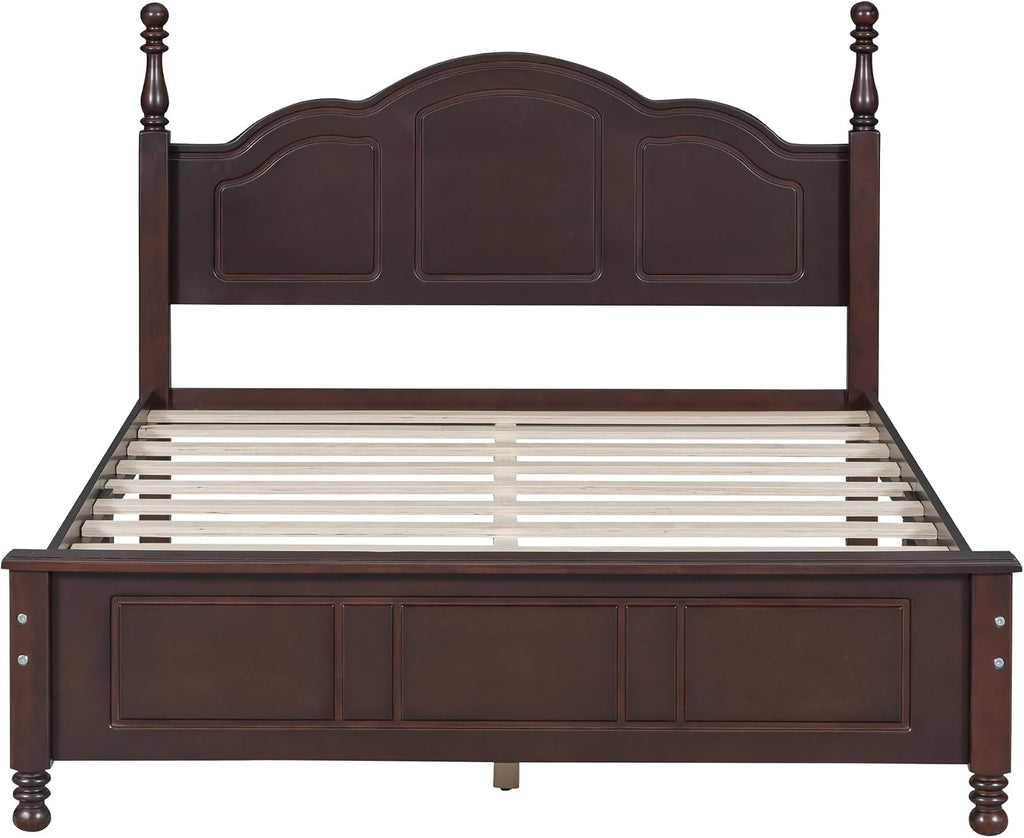 Retro 3-Pieces Bedroom Sets, Full Size Wood Platform Bed and Two Nightstands, Mattress Foundation, Strong Wood Slat Support, Platform Bed with Headboard for Bedroom (Dark Walnut, Full Bedroom Sets, 3)