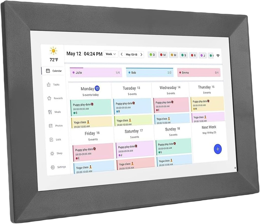Alomejor 10.0 Inch Smart Digital Calendar, WiFi Touchscreen Family Planner with Sync Schedules Meal Plans Housework Tracking, for Home Office Wall Mount Photo Frame (US Plug)