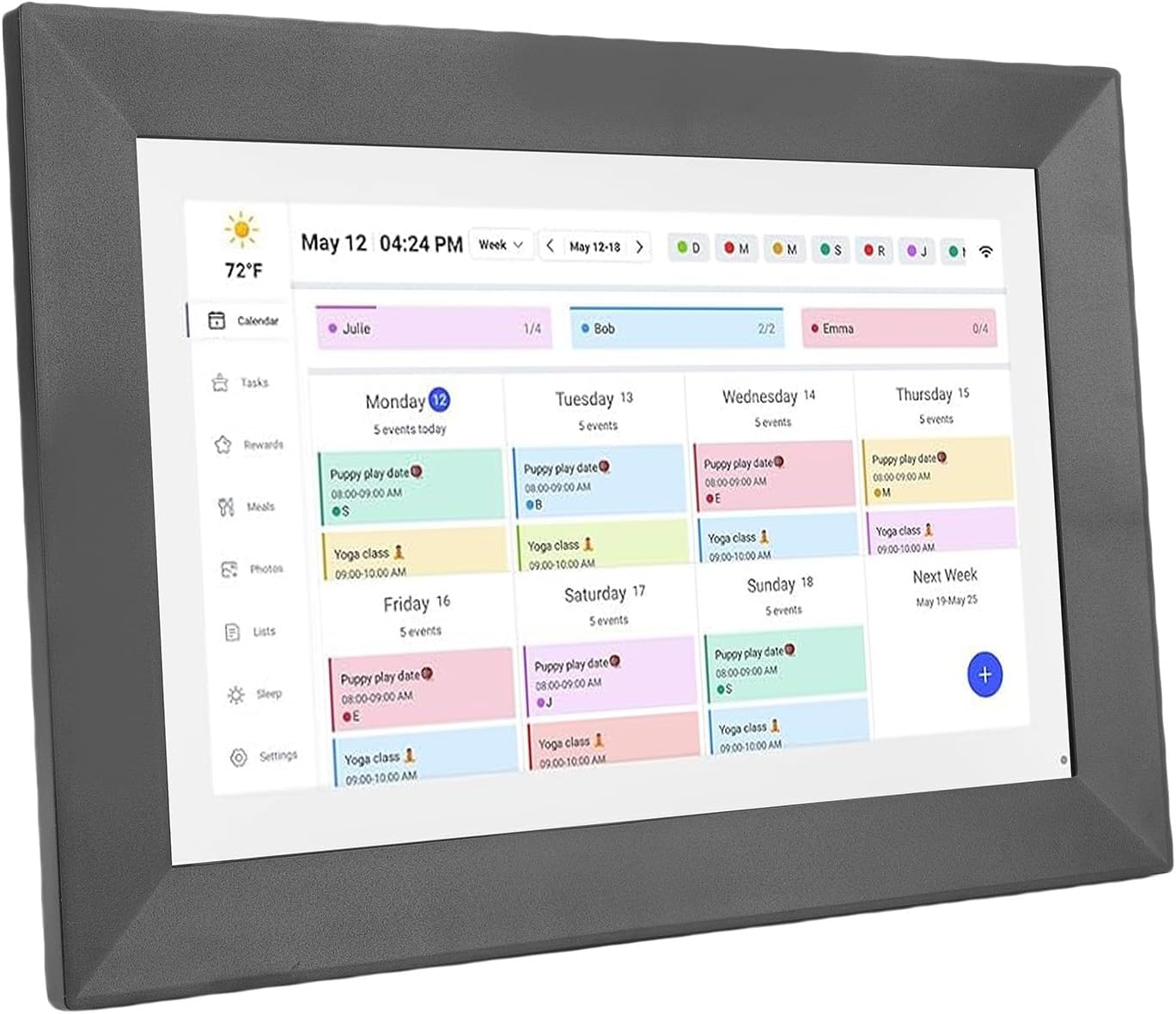 Alomejor 10.0 Inch Smart Digital Calendar, WiFi Touchscreen Family Planner with Sync Schedules Meal Plans Housework Tracking, for Home Office Wall Mount Photo Frame (US Plug)