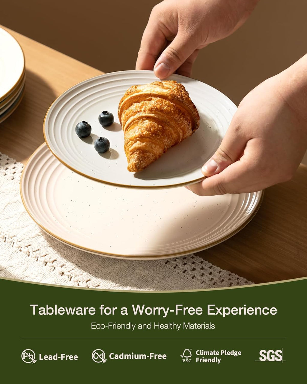 Famiware Jupiter 24-Piece Stoneware Dinnerware Set for 8, Handcrafted Plates and Bowls with Speckles & Embossed Swirls, Chip/Scratch Resistant, Microwave/Dishwasher Safe, Rustic Dishes, Multi-color
