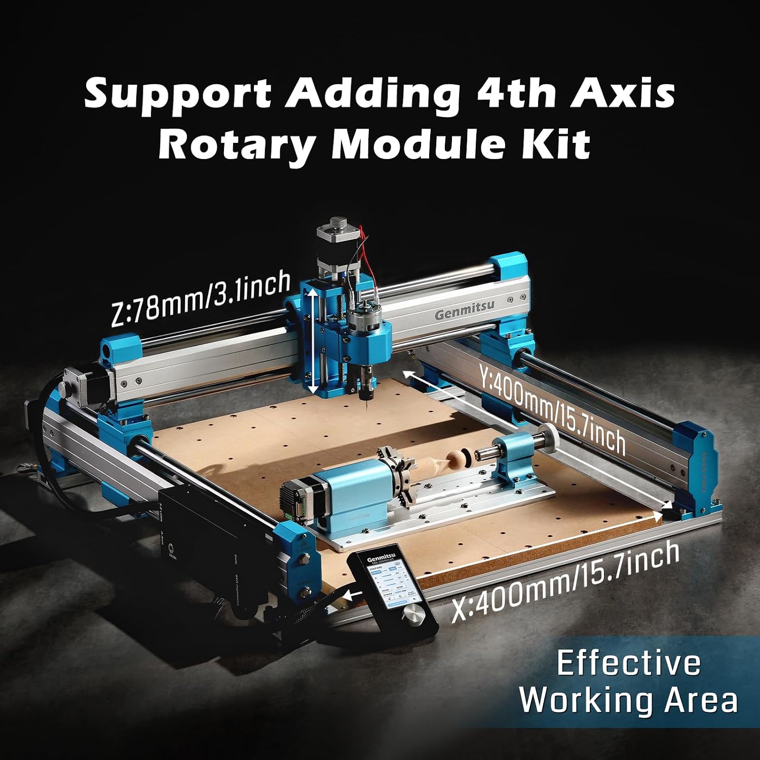 Genmitsu CNC Router Machine 4040-PRO + X-axis Extension Kit + Y-axis Extension Kit + 3pcs Threaded Inserts 2060 MDF Spoilboard