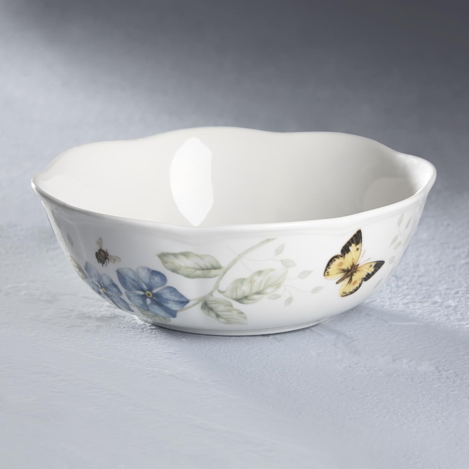 Lenox Dinnerware Sets, Butterfly Meadow 4-Piece All-Purpose Bowls Set, 20 Oz Capacity, 2.3 x 6.25-Inch, Service For 4, Porcelain Bowls, Microwave And Dishwasher Safe, Dishes (White, 4 Pieces)