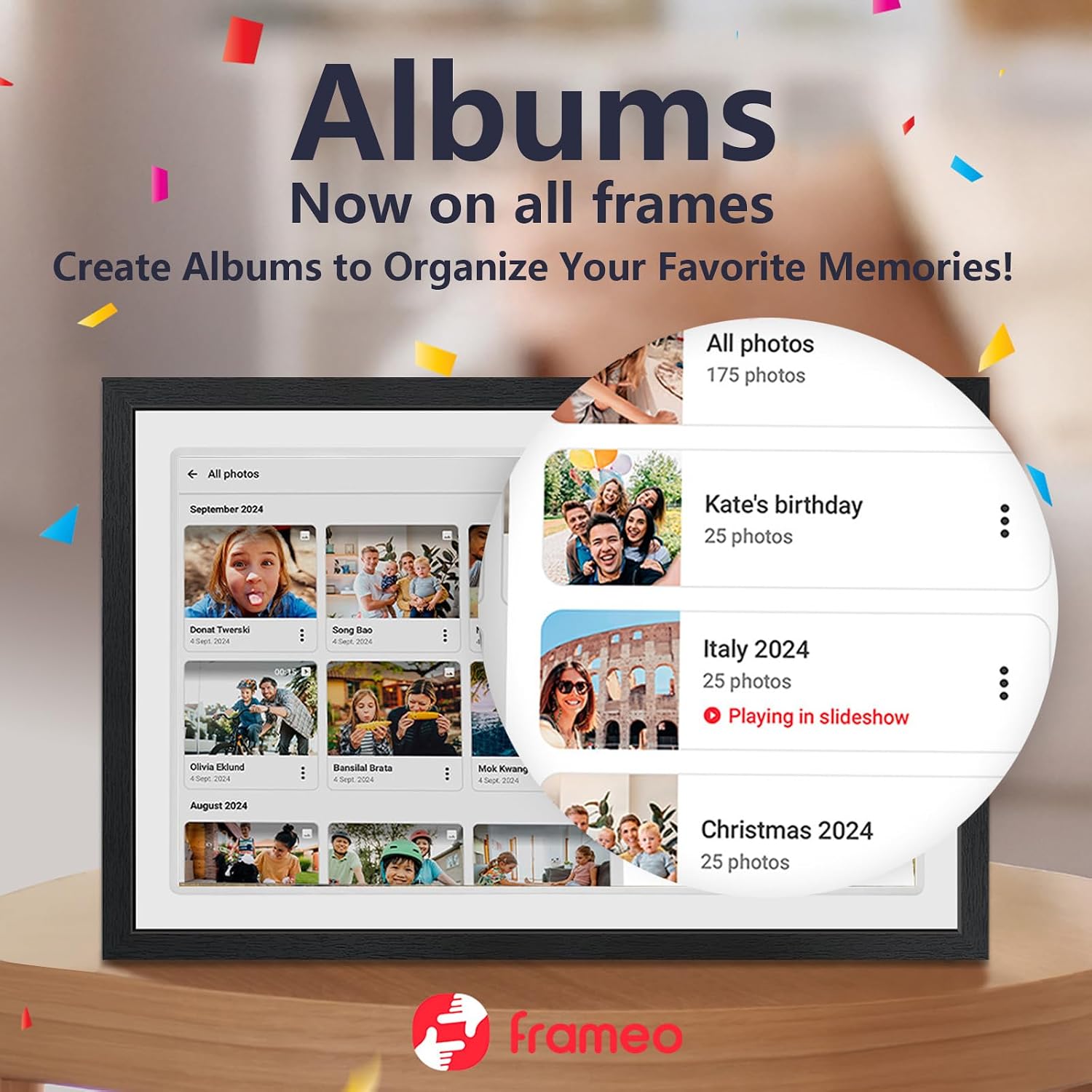 21.5inch FRAMEO Digital Photo Frame with 1920x1080 FHD IPS LCD Touch Screen, Dual-WiFi Share Moments via Frameo, 32GB Storage, USB Drive/SD Card Extend Storage, Auto-Rotate, Wall Mountable with VESA