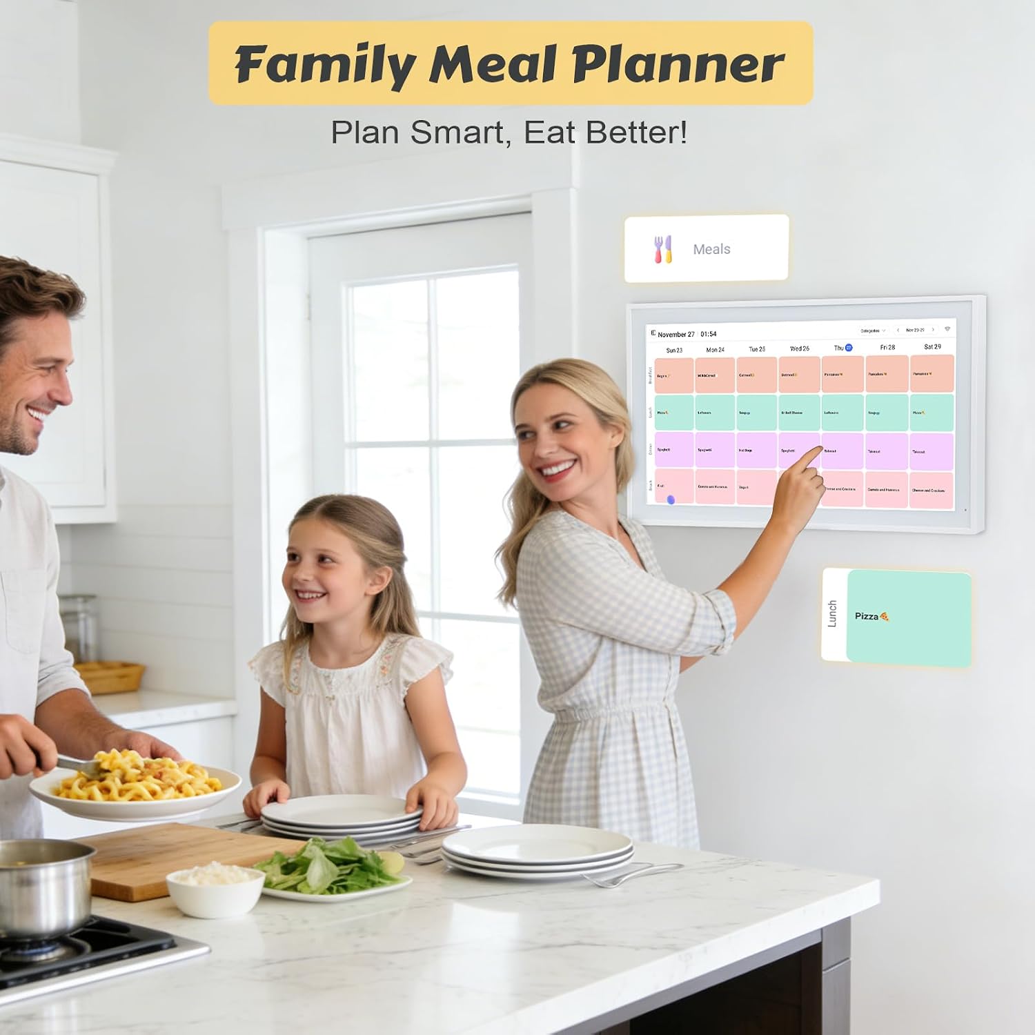 COMIX 21-inch Smart Digital Wall Calendar,WiFi Large Touchscreen Family Organizer,Syncs Google/iCloud/Outlook, Digital Chore Board & Meal Planner,Wall Mounted Smart Home Display for Busy Households