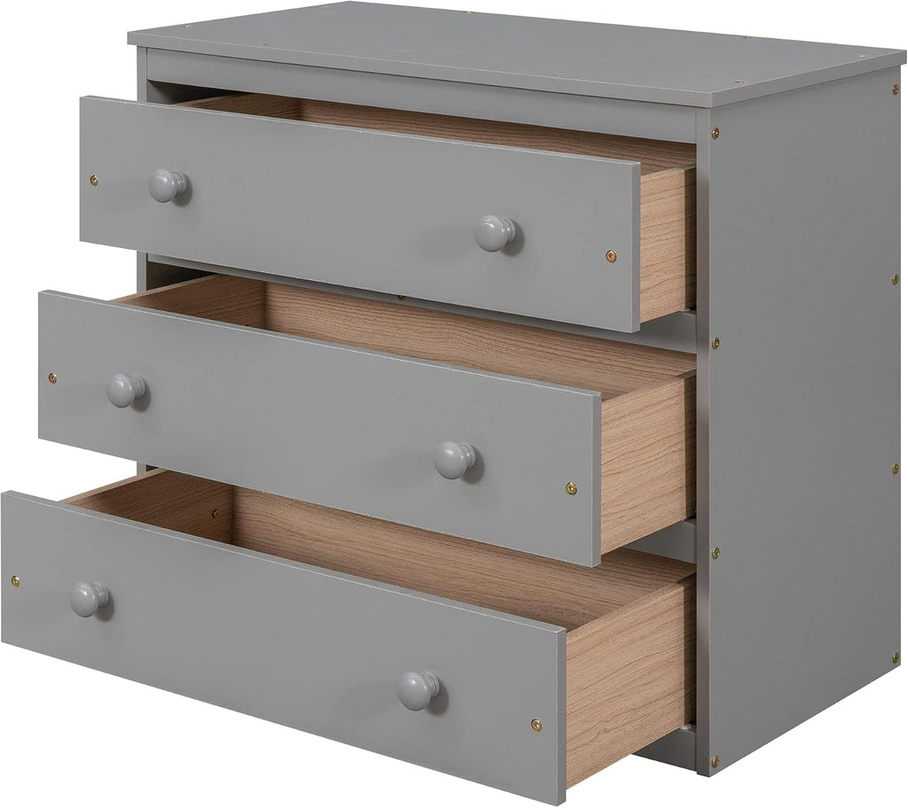 JIVOIT Full Size Low Loft Bed with Rolling Portable Desk, Wooden Loft Bed with Cabinet/Bookshelf/Drawers/Open Shelves for Kids Teens Adults, No Box Spring Required (Gray-Full-Rolling Portable Desk)