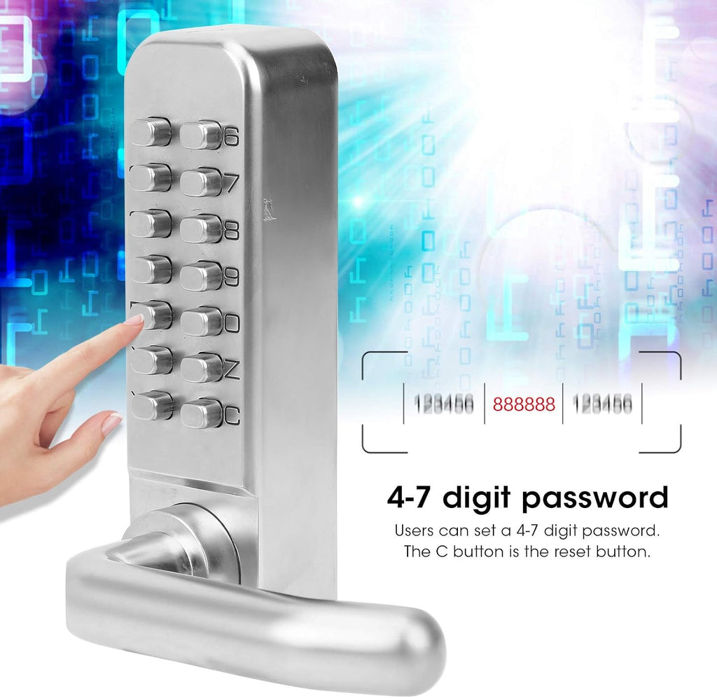 Keyless Door Lock, Mechanical Combination Gate Locks with Handle, Digital Code Password Entry, Safety Home Aess