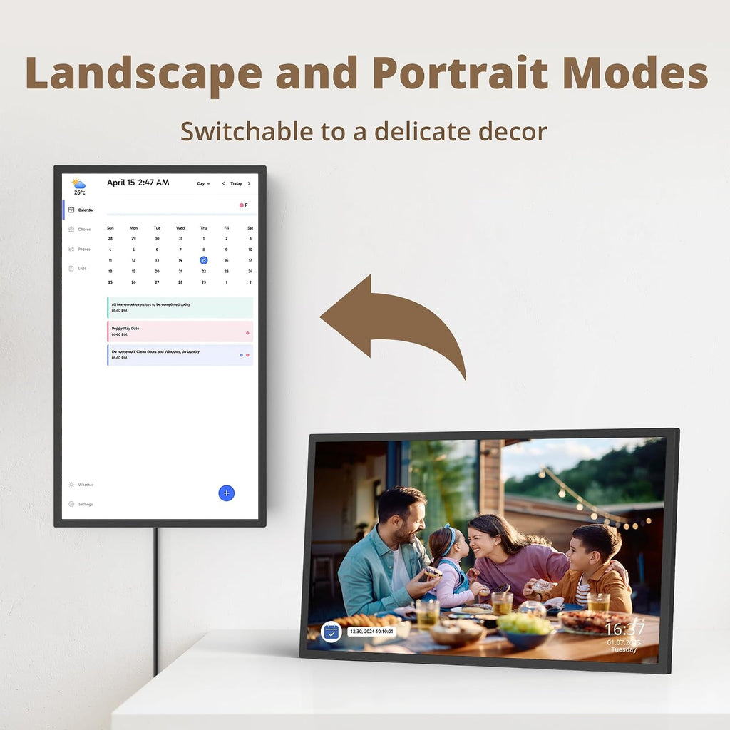 Dragon Touch 24' Digital Calendar Chore Chart – 1080P Full HD Interactive Touchscreen, Smart Family Planner, Hearth Display Digital Calendar Wall & Desk Mountable for Seamless Scheduling Black