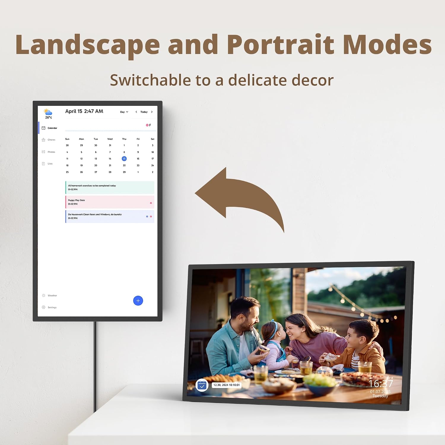 Dragon Touch 24' Digital Calendar Chore Chart – 1080P Full HD Interactive Touchscreen, Smart Family Planner, Hearth Display Digital Calendar Wall & Desk Mountable for Seamless Scheduling Black