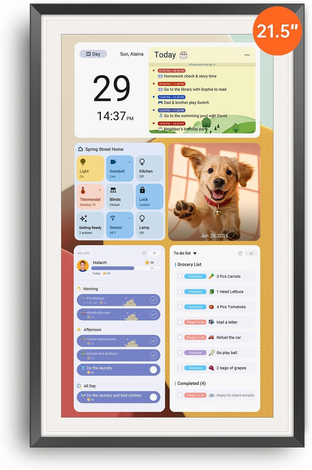 Apolosign 21.5-inch Digital Calendar & Smart Family Wall Planner, No Subscription, Calendar & Dashboard Dual-Mode System, Shared Touchscreen Display with Calendar Sync, Chore Charts & Family Scheduling Hub (Black)