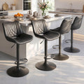 Swivel Bar Stools Set of 4, Height Adjustable Counter Height Bar Stools with Open Back and Footrest, Premium Faux PU Leather, Modern Upholstered Bar Chairs for Kitchen Island/Bar/Counter, Black