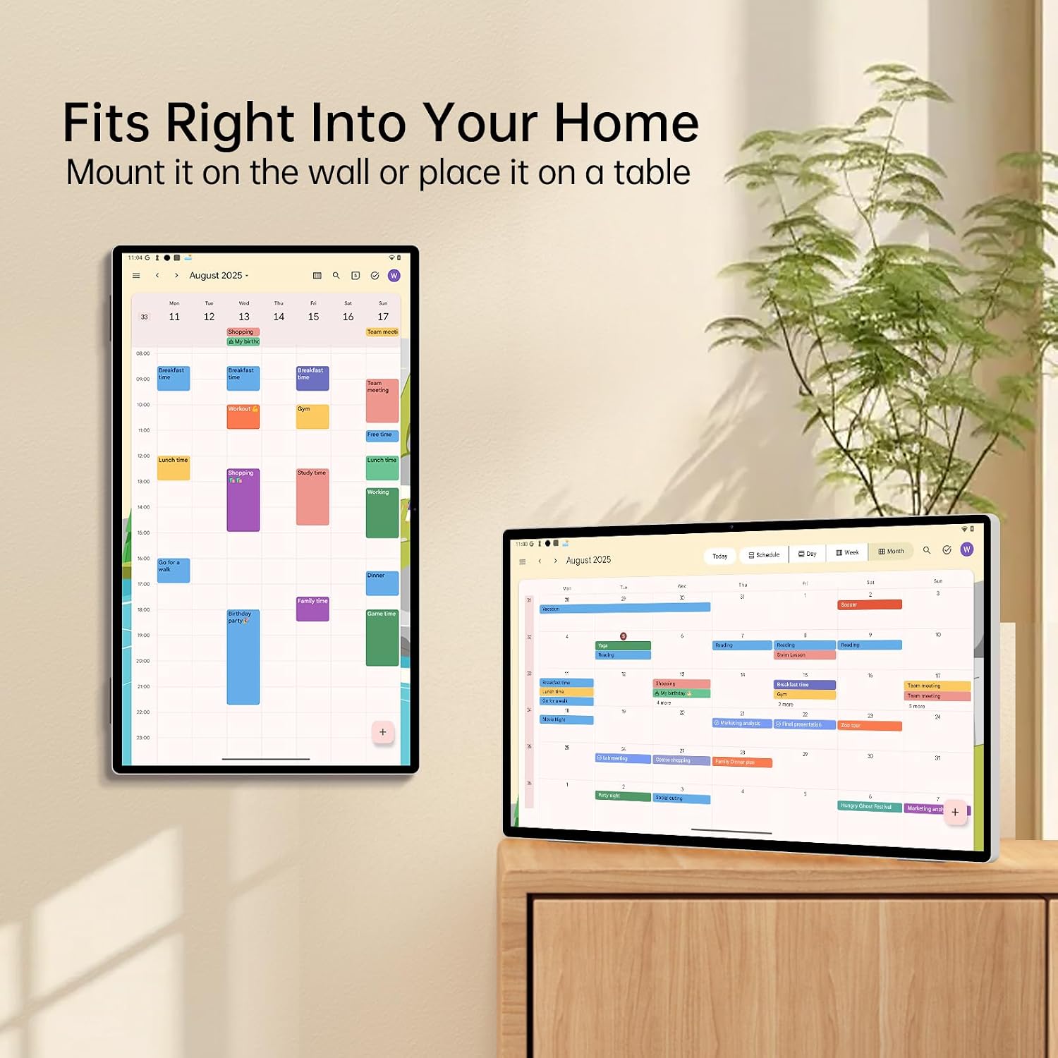 JAV Digital Calendar 25 Inch Electronic Wall Planner Smart Touchscreen Interactive Display & Chore Chart for Home & Meal Planning - Wall/Desk Mount, Wi-Fi Sync, Digital Photo Frame