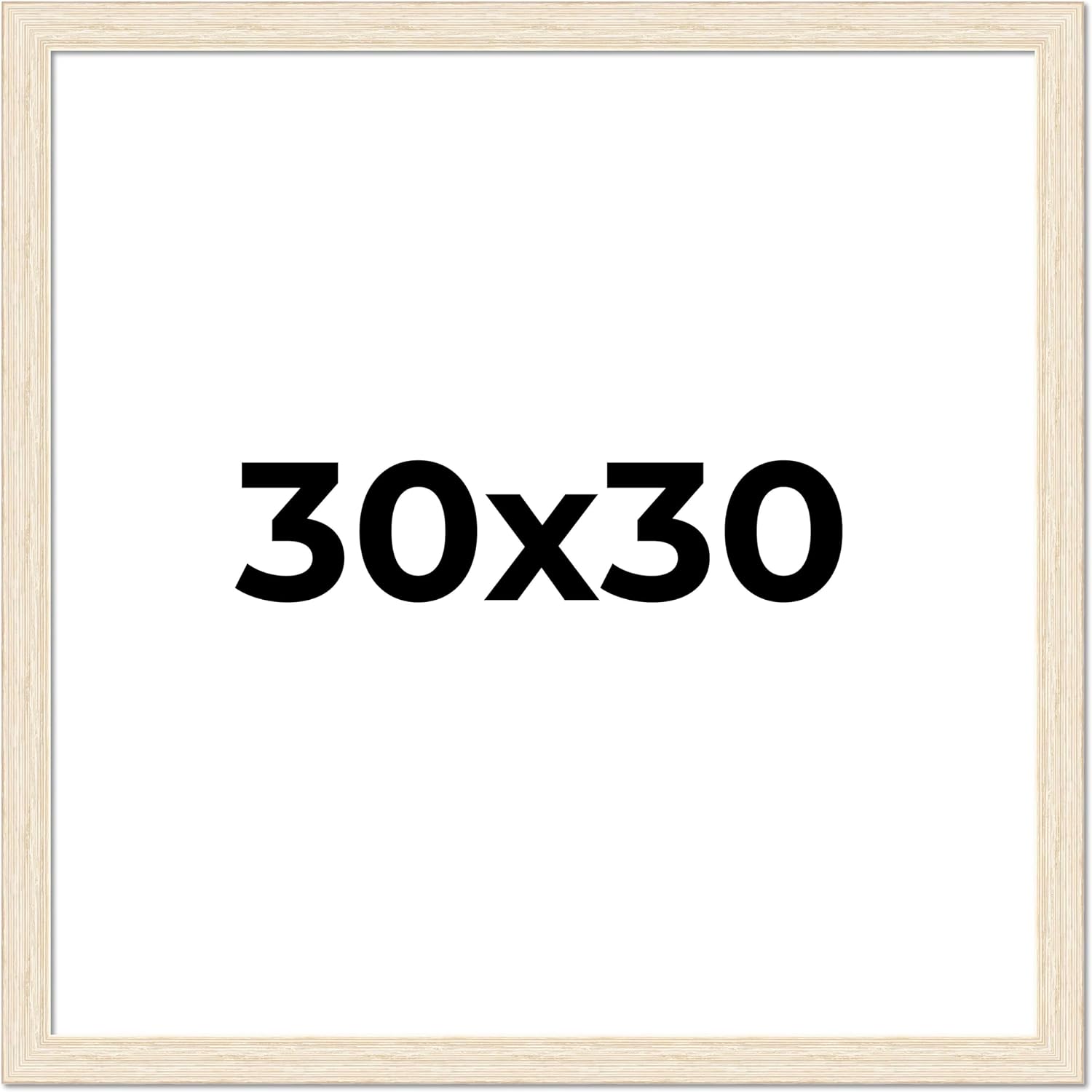 30x30 Frame Barnwood White Solid Wood Picture Frame Width 1.5 Inches | Interior Depth 0.5 Inches | Whitewashed Distressed Frame with UV Acrylic, Foam Board Backing & Hanging Hardware