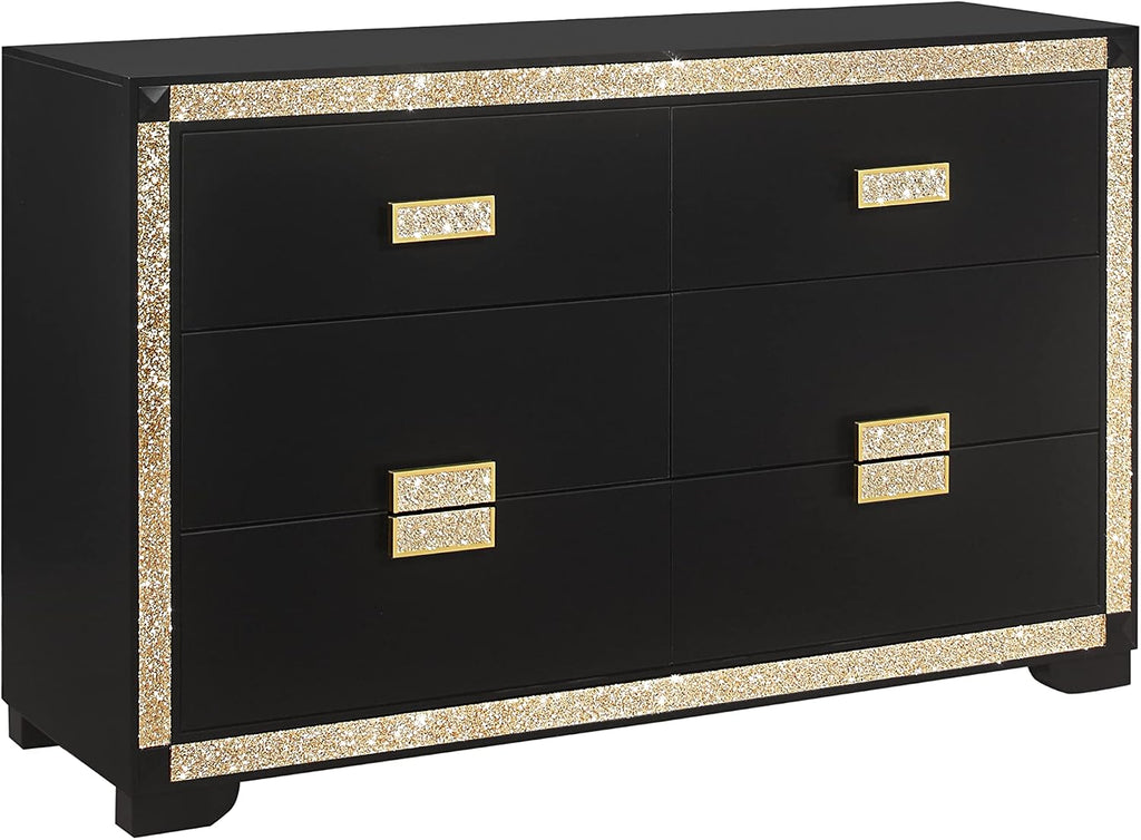 Lively Black,Gold Full Bedroom Set