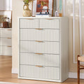 LEYAOYAO Fluted 6 Drawers Dresser for Bedroom, 42' Tall Modern Chest of Drawers with Metal Handle, Curved Profile Design,White Wood Drawer Organizer for Bedroom, Living Room, Hallway, Entryway