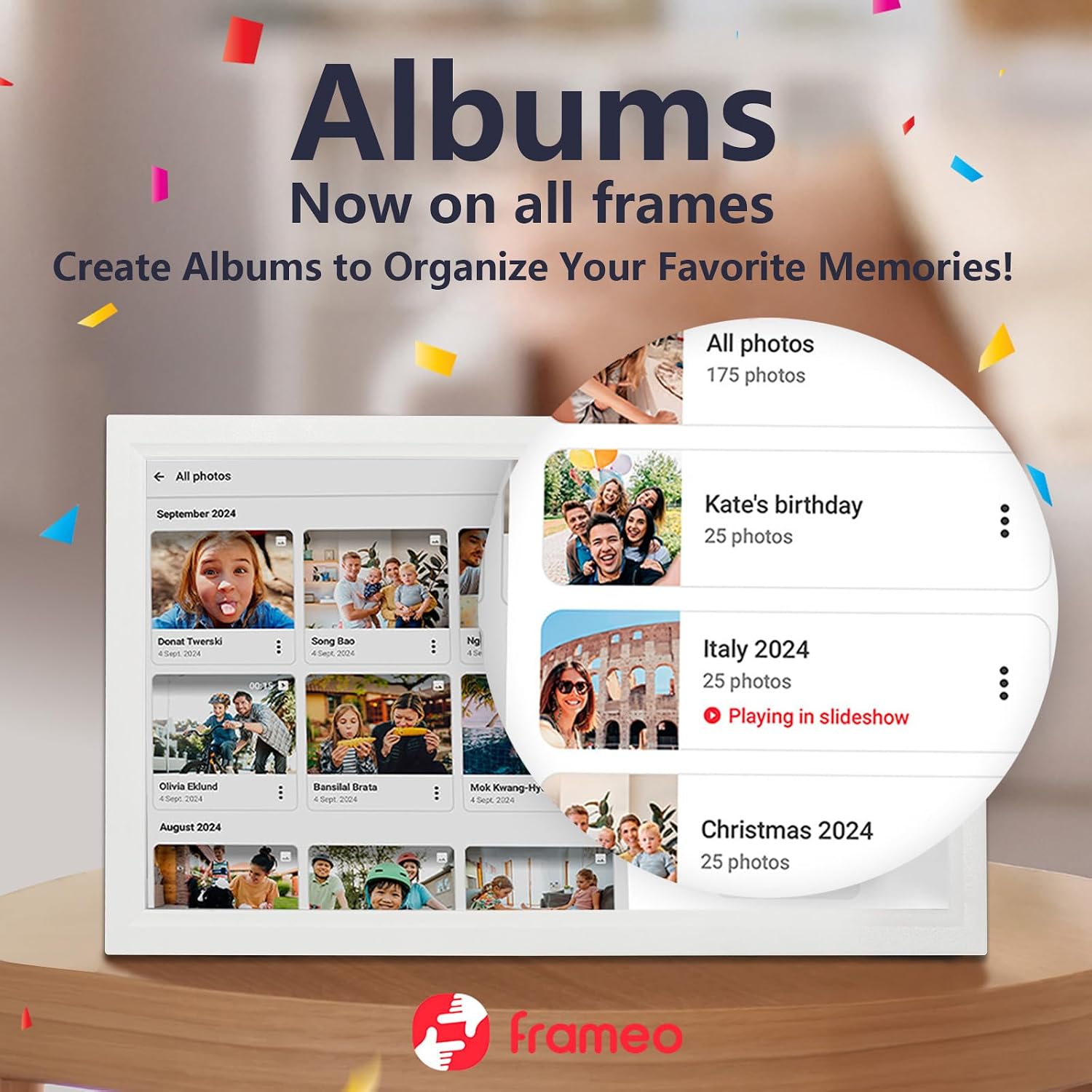 21.5inch FRAMEO Digital Photo Frame with 1920x1080 FHD IPS LCD Touch Screen, Dual-WiFi Share Moments via Frameo, 32GB Storage, USB Drive/SD Card Extend Storage, Auto-Rotate, Wall Mountable with VESA
