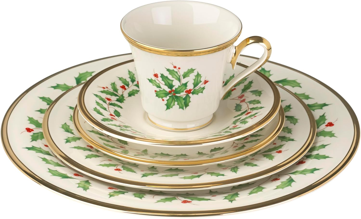 Lenox 146590600 Holiday 5-Piece Place Setting, Christmas Drinkware Set, Hosting