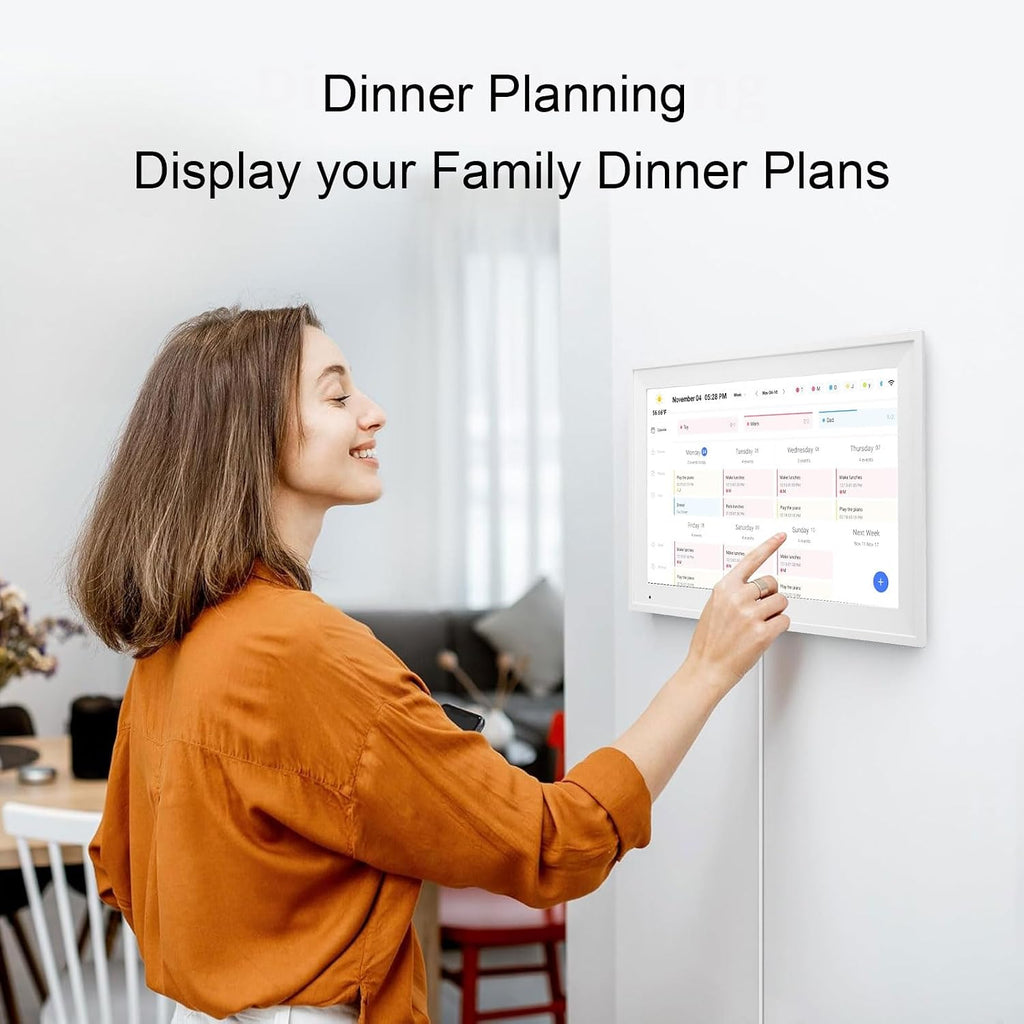 15.6 Inch Smart Digital Calendar Touch Screen, WiFi Wall Mount Family Organizer with Chore Meal Planner, Digital Photo Frame, 1080P for Home Management (US)