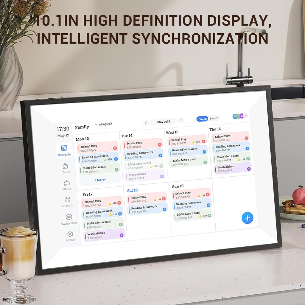 CUIFATI Smart Digital Calendar, 10.1 in Electronic Calendar & Chore Chart with 1280x800 HD Touchscreen, Weekly and Monthly Family Planner for Home Organization, WIFI