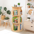OOOK Kids Rotating Bookshelf Tower, 3 Tier Spinning Floor Standing Montessori Bookshelf Storage Rack, Large Chassis 360 Display for Small Space, Kids Room, Nursery