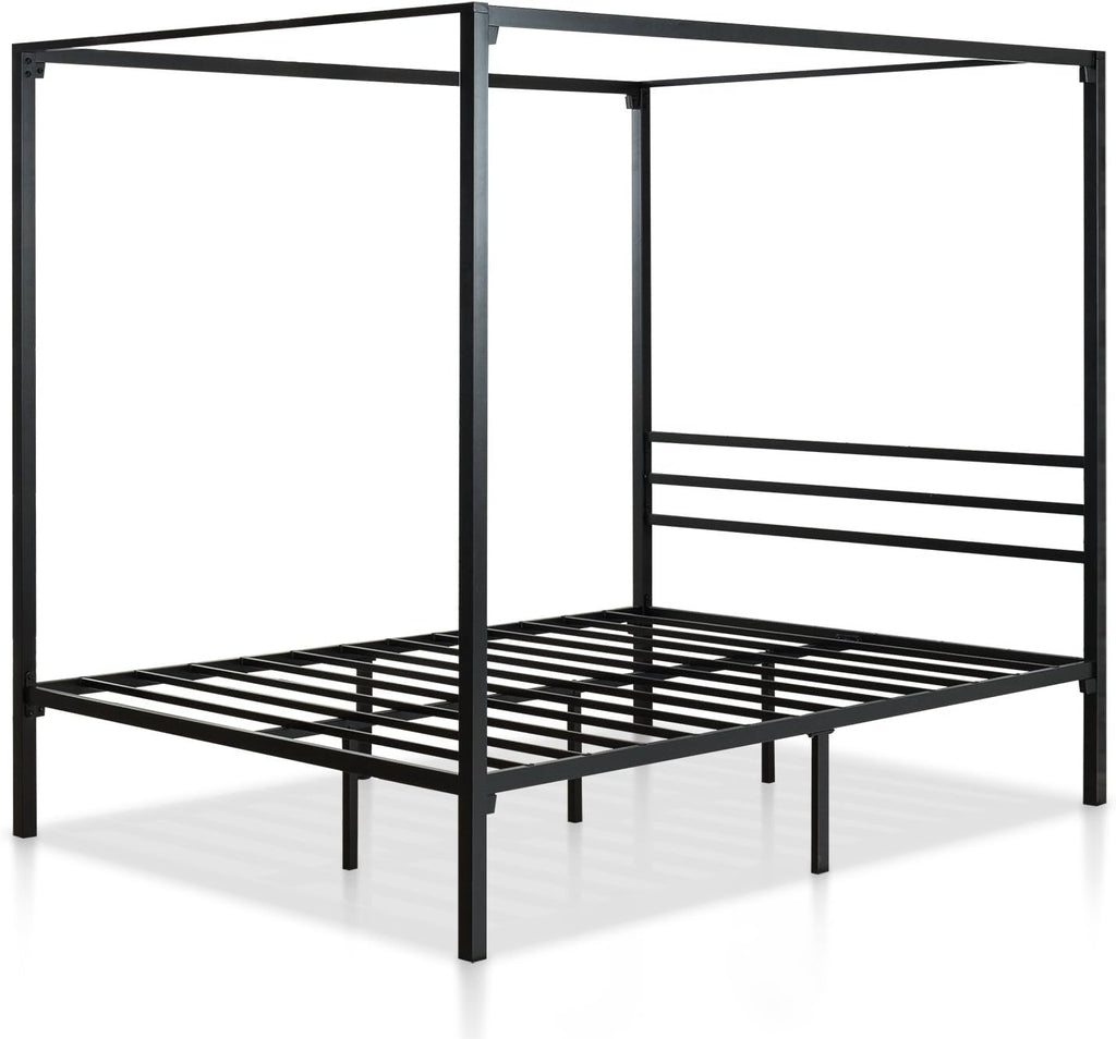 Zinus Patricia Metal Framed Canopy Four Poster Platform Bed Frame/Strong Steel Mattress Support/No Box Spring Needed, Queen, Black (OLB-CPBF-Q)