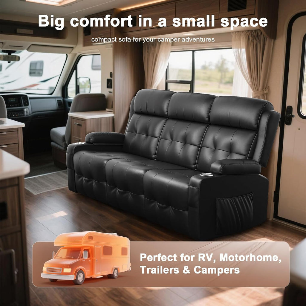 Recliner Sofa, Massage Reclining Sofa 3 Seater Sets Heavy Weight Capacity, 2 Single Power Heat & Massageable Chair with Storage, Cup Holders, Wall Hugger Couches for Living Room & RV Campers
