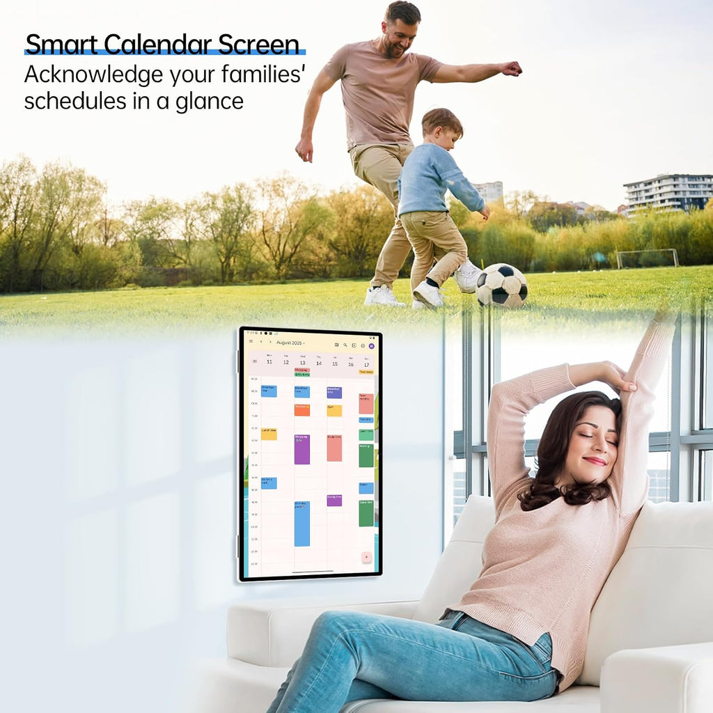 JAV Digital Calendar 25 Inch Electronic Wall Planner Smart Touchscreen Interactive Display & Chore Chart for Home & Meal Planning - Wall/Desk Mount, Wi-Fi Sync, Digital Photo Frame