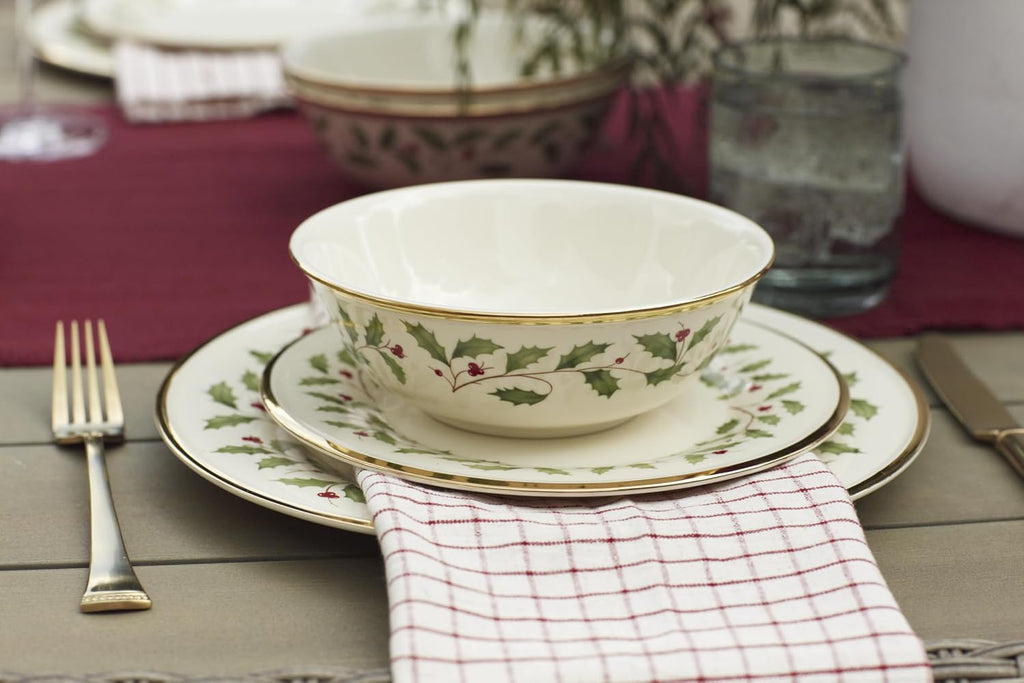 Lenox Dinnerware Set, Holiday 18-Piece Dinnerware Set, Service For 6, Porcelain Material, Dishwasher Safe, Home, Bowls, Dish Sets, Dinner Dishes, Plates And Bowls, Kitchen And Dining(Ivory, 18 Pieces)