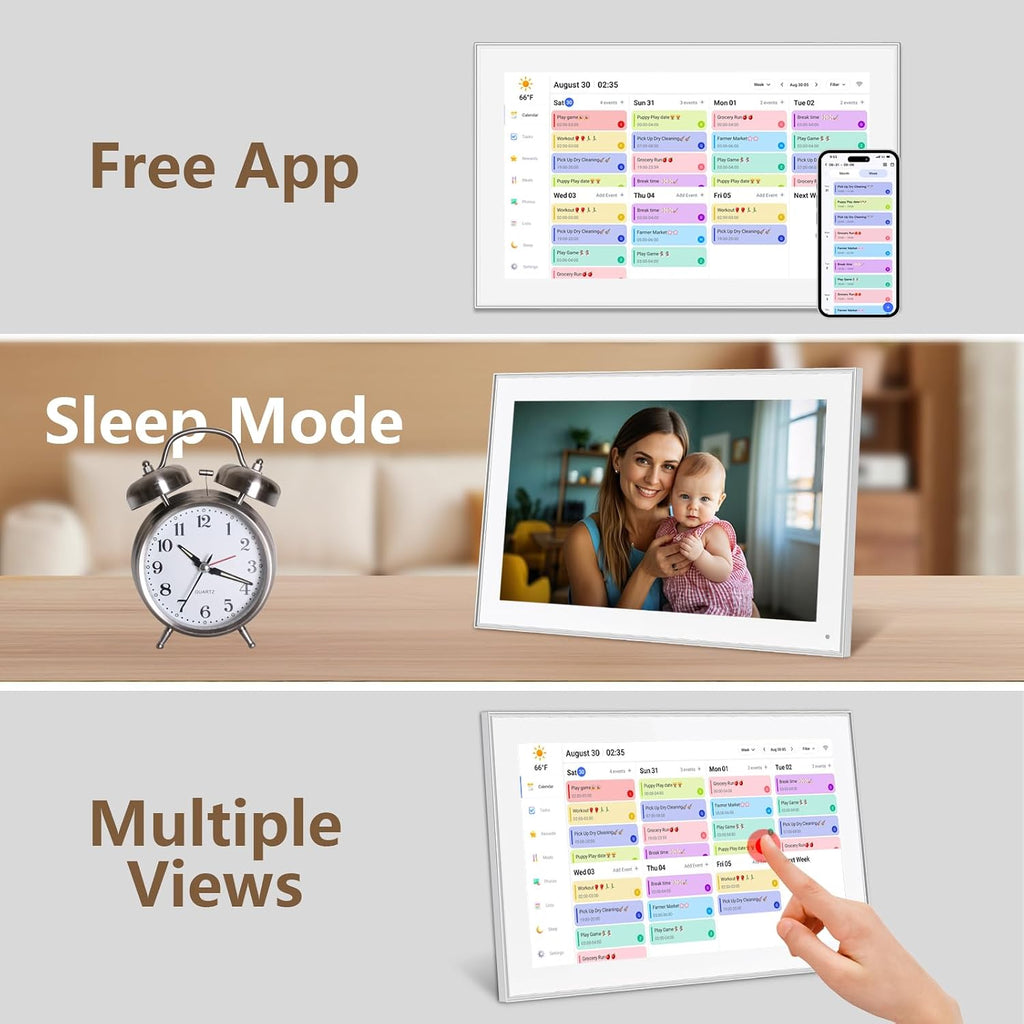 15.6 inch Digital Calendar & Chore Chart,Smart Touchscreen Interactive Display for Family Schedules, Wall & Desk Mountable, Digital Photo Frame Functon, Great for Organizing Your 2026Calendar