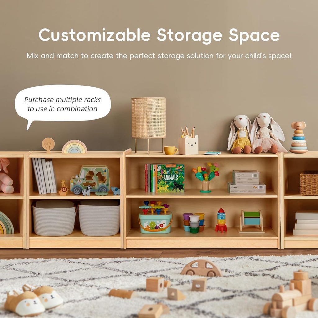 OOOK Montessori Shelf, Toy Organizers and Storage, 2-Tier Toddler Bookshelf Suitable for Classroom, Kindergarten, Kids Room, Playroom and Daycare Center